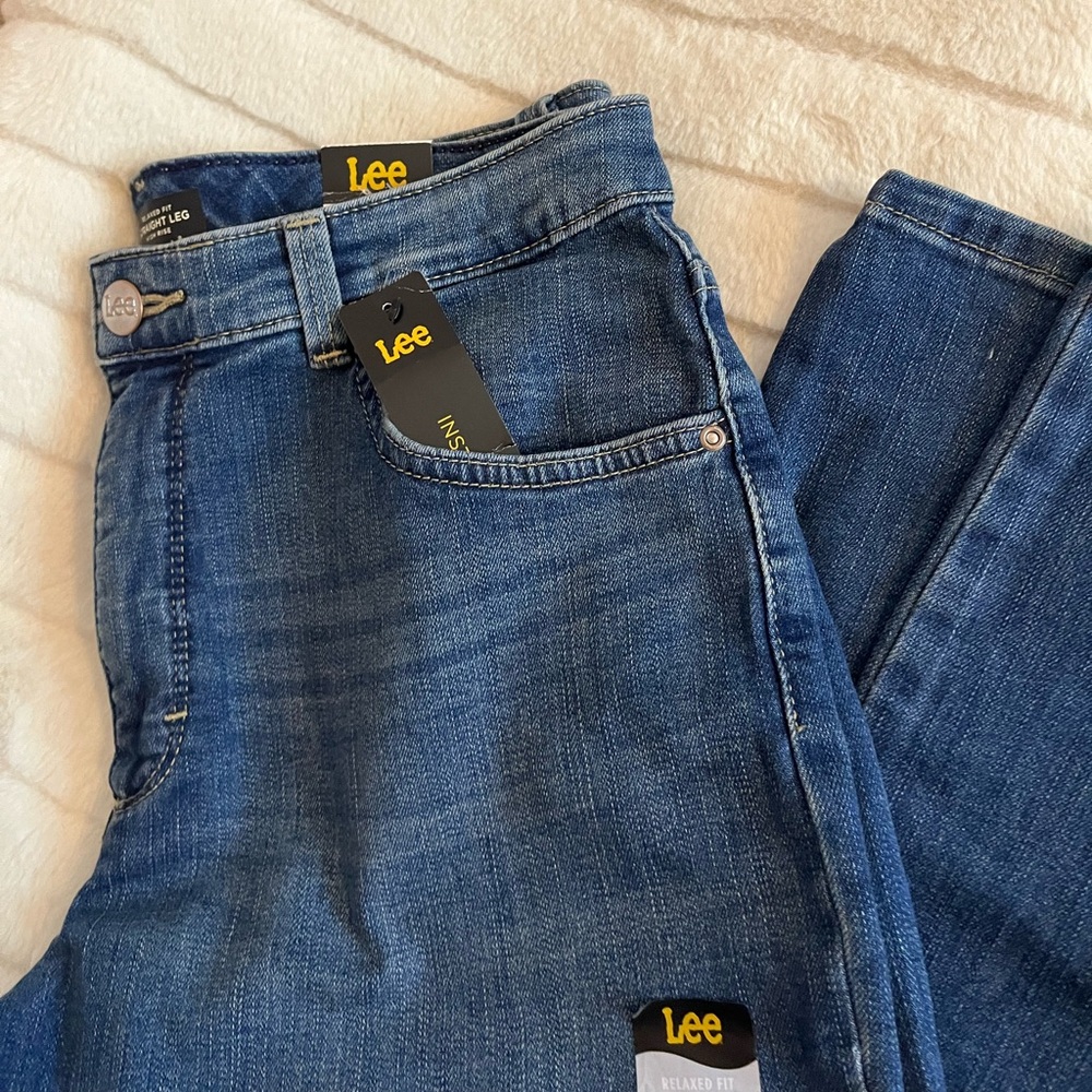 NWT Lee Womens 10S/10P Jeans Seattle Blue Straight Leg Instant Slim Fall Winter